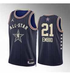 Men 2024 All Star 21 Joel Embiid Navy Stitched Basketball Jersey