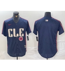 Men Cleveland Guardians Team Big Logo Navy 2024 City Connect Stitched Baseball Jersey C