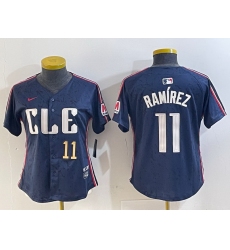 Women Cleveland Guardians 11 Jose Ram EDrez Navy 2024 City Connect Limited Stitched Baseball Jersey 6