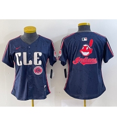 Women Cleveland Guardians Team Big Logo Navy 2024 City Connect Stitched Baseball Jersey 1