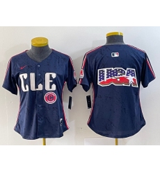 Women Cleveland Guardians Team Big Logo Navy 2024 City Connect Stitched Baseball Jersey 6