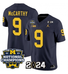 Youth Michigan Wolverines ACTIVE PLAYER Custom Navy 2024 F U S E  With 2023 National Champions Patch Stitched Jersey