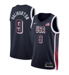 Men USA Basketball 9 Tyrese Haliburton Navy 2024 Swingman Stitched Jersey