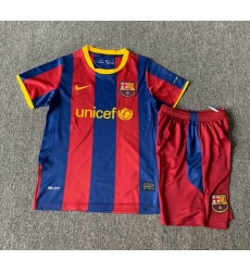 Youth Retro Soccer Jerseys Barcelona Blue Red 10 11