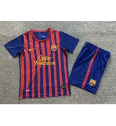 Youth Retro Soccer Jerseys Barcelona Blue Red 11 12