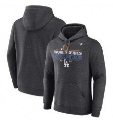 Men Los Angeles Dodgers Heather Charcoal 2024 World Series Champions Locker Room Pullover Hoodie