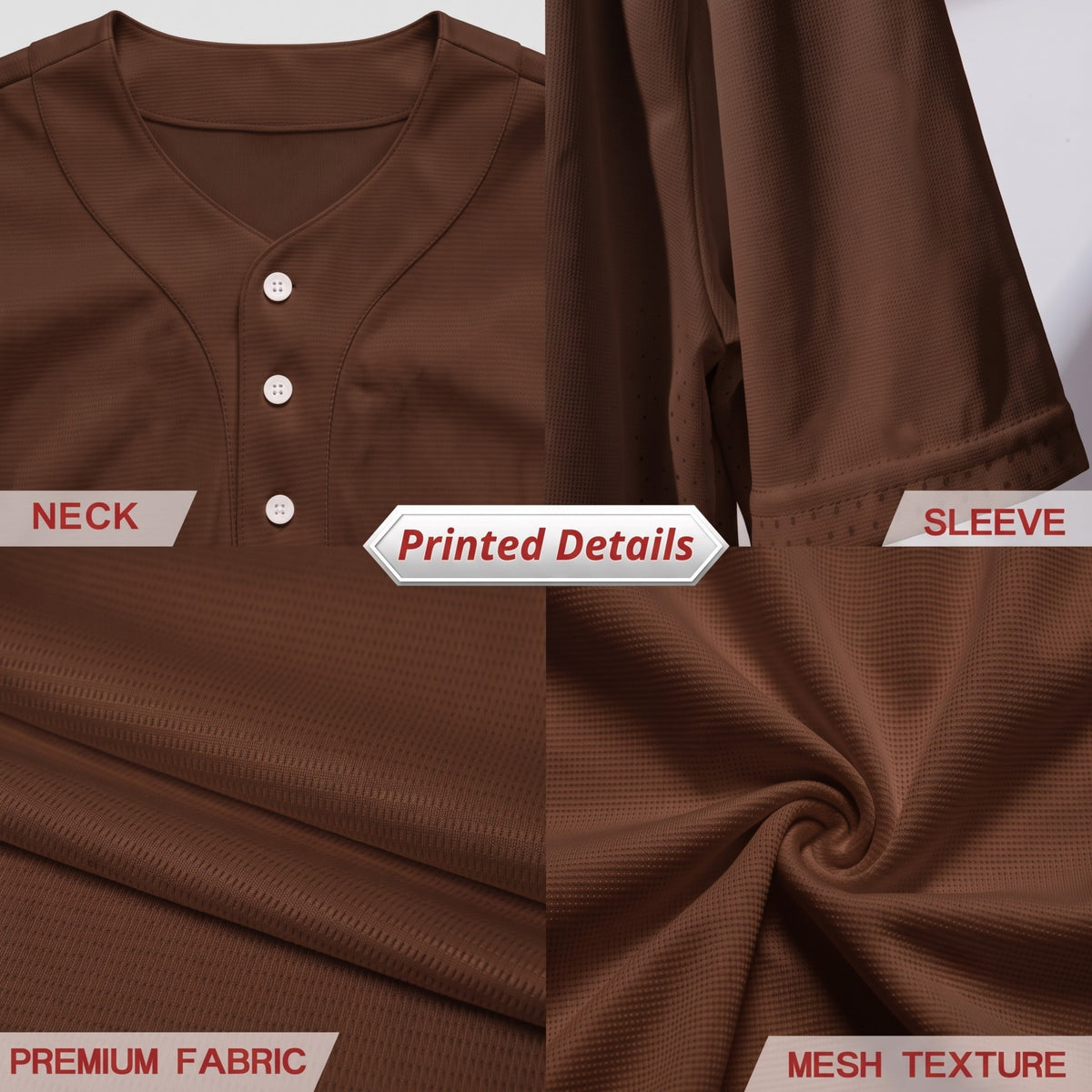 Custom Earth Brown Split-Flex Jersey | Personalized Dual-Chest Button-Down Shirt | Y2K Streetwear Layering Top