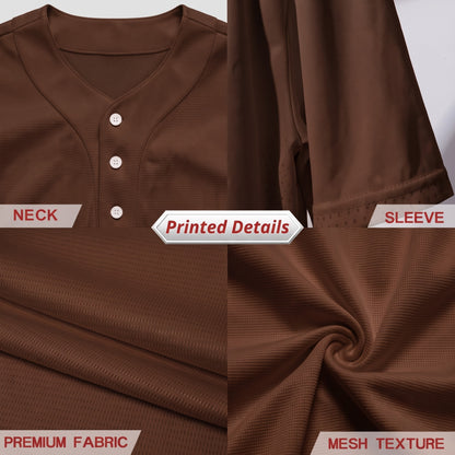 Custom Earth Brown Split-Flex Jersey | Personalized Dual-Chest Button-Down Shirt | Y2K Streetwear Layering Top