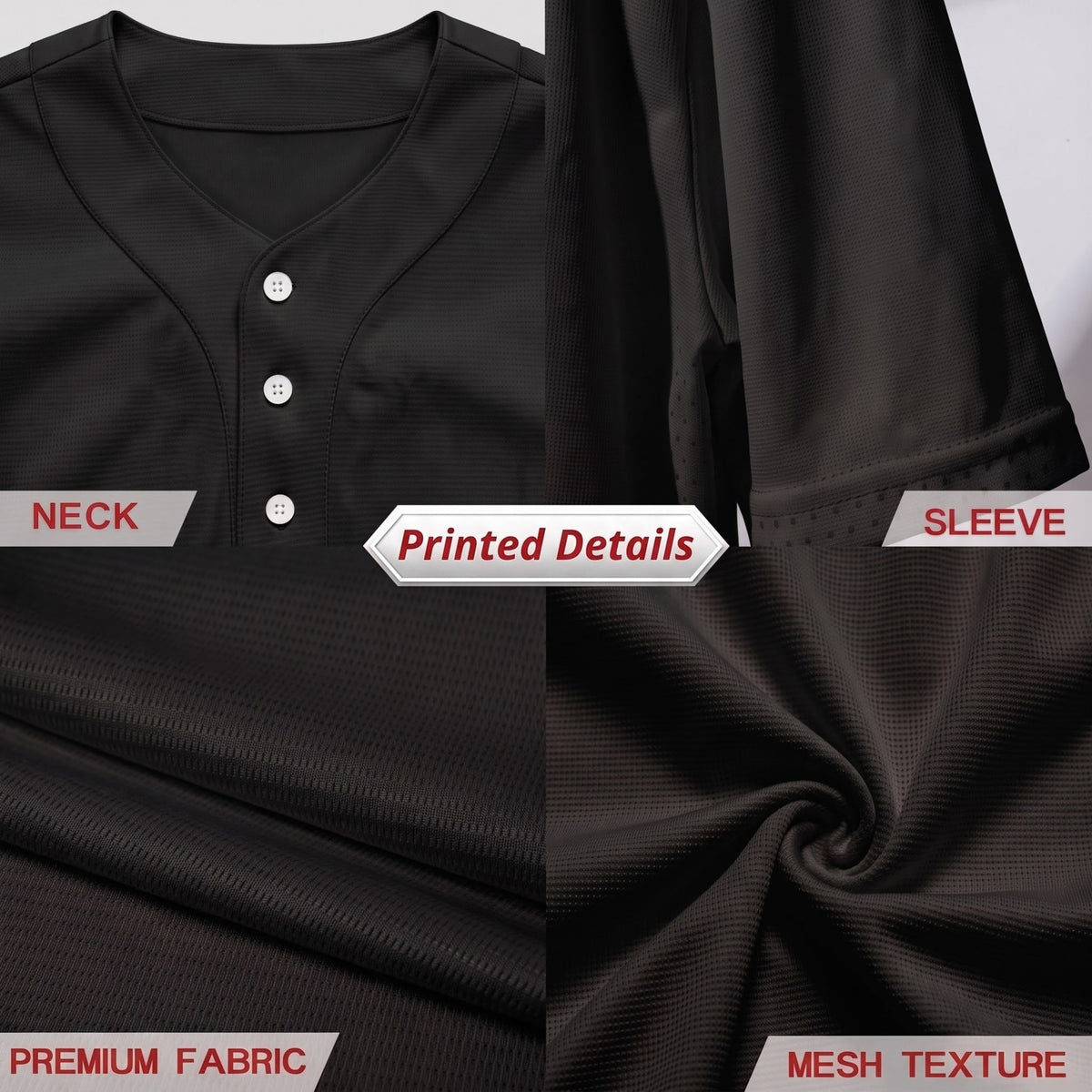 Custom Phantom Black Split-Flex Jersey | Personalized Dual-Chest Button-Down Shirt | Y2K Streetwear Layering Top
