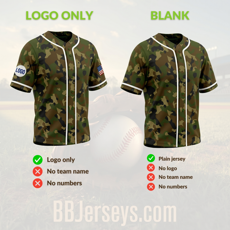 Custom Camouflage Baseball Jersey | Personalized Name & Number