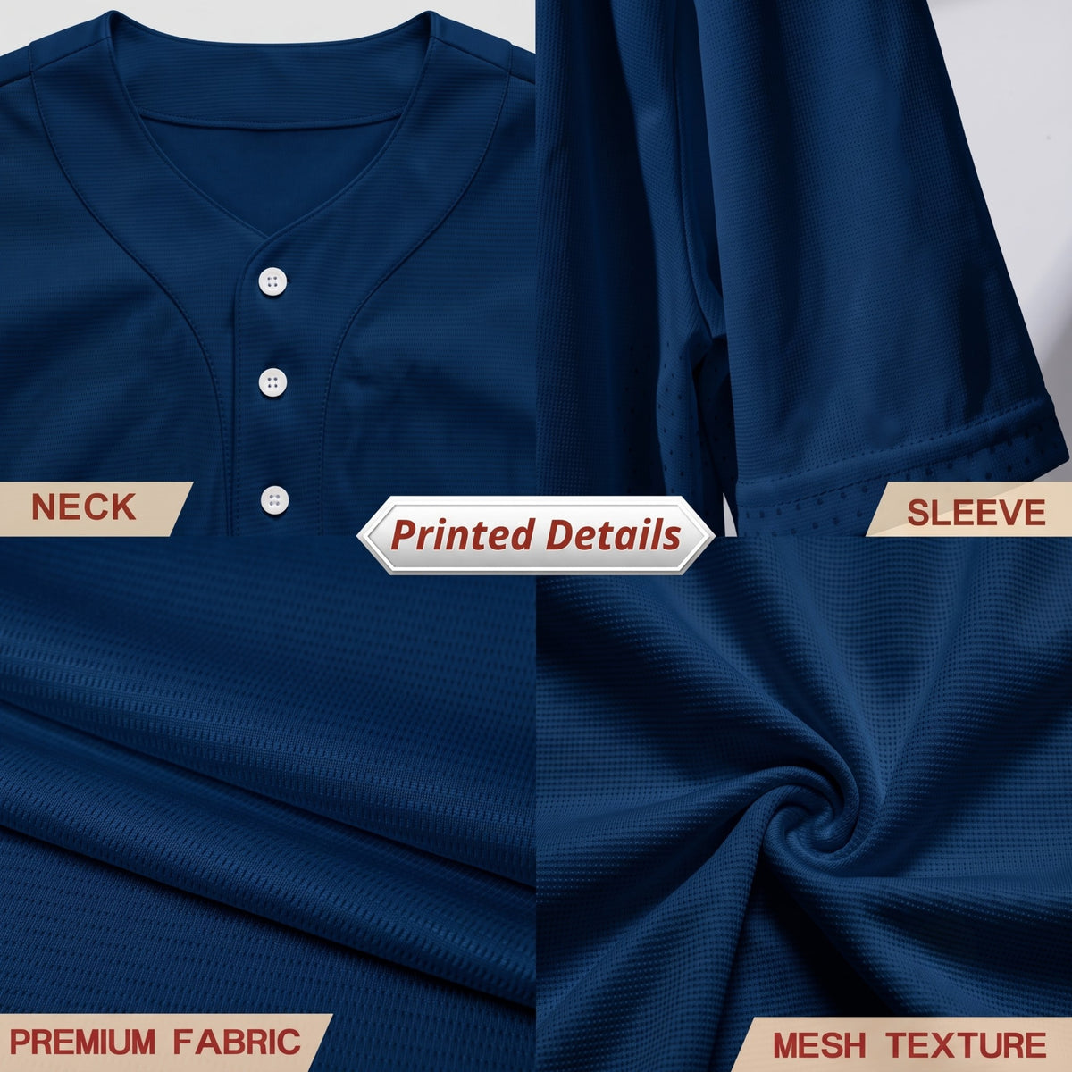 Custom Midnight Blue Split-Flex Jersey | Personalized Dual-Chest Button-Down Shirt | Y2K Streetwear Layering Top