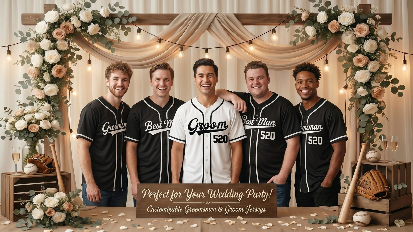 Custom Groom & Groomsmen Baseball Jersey | Personalized Bachelor Party Jerseys