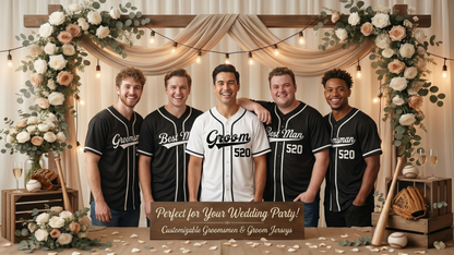 Custom Groom & Groomsmen Baseball Jersey | Personalized Bachelor Party Jerseys