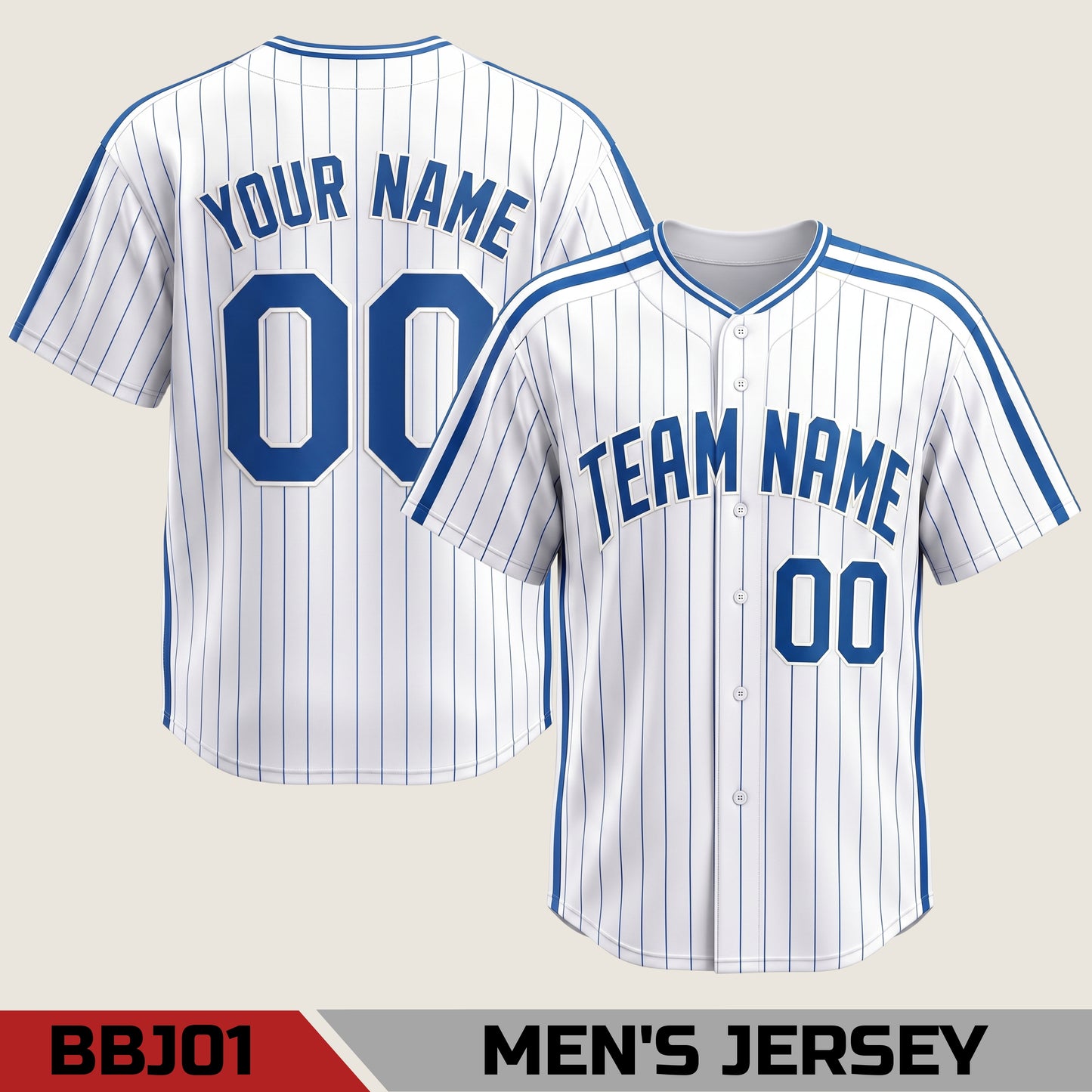Custom Name & Number Striped Button-Down | Personalized Retro Athletic Jersey For Men Women Kids
