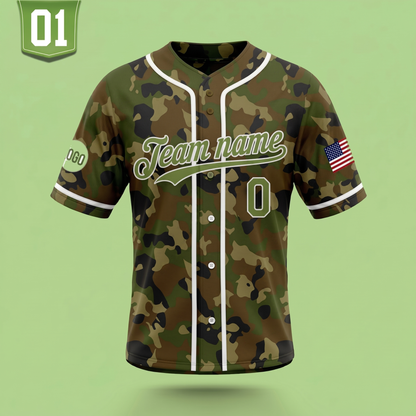 Custom Camouflage Baseball Jersey | Personalized Name & Number