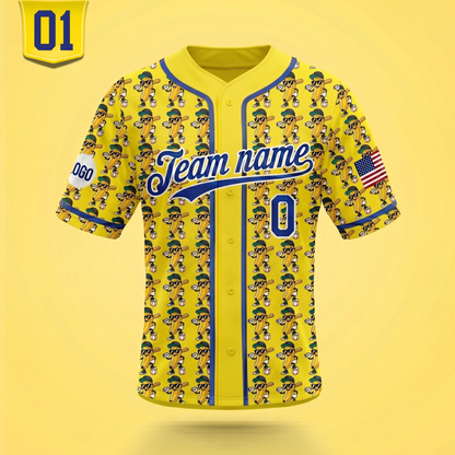 Personalized Yellow Banana Character Baseball Jersey