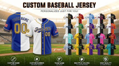 Custom Split Baseball Jersey | Personalized Two-Tone Team Name & Number