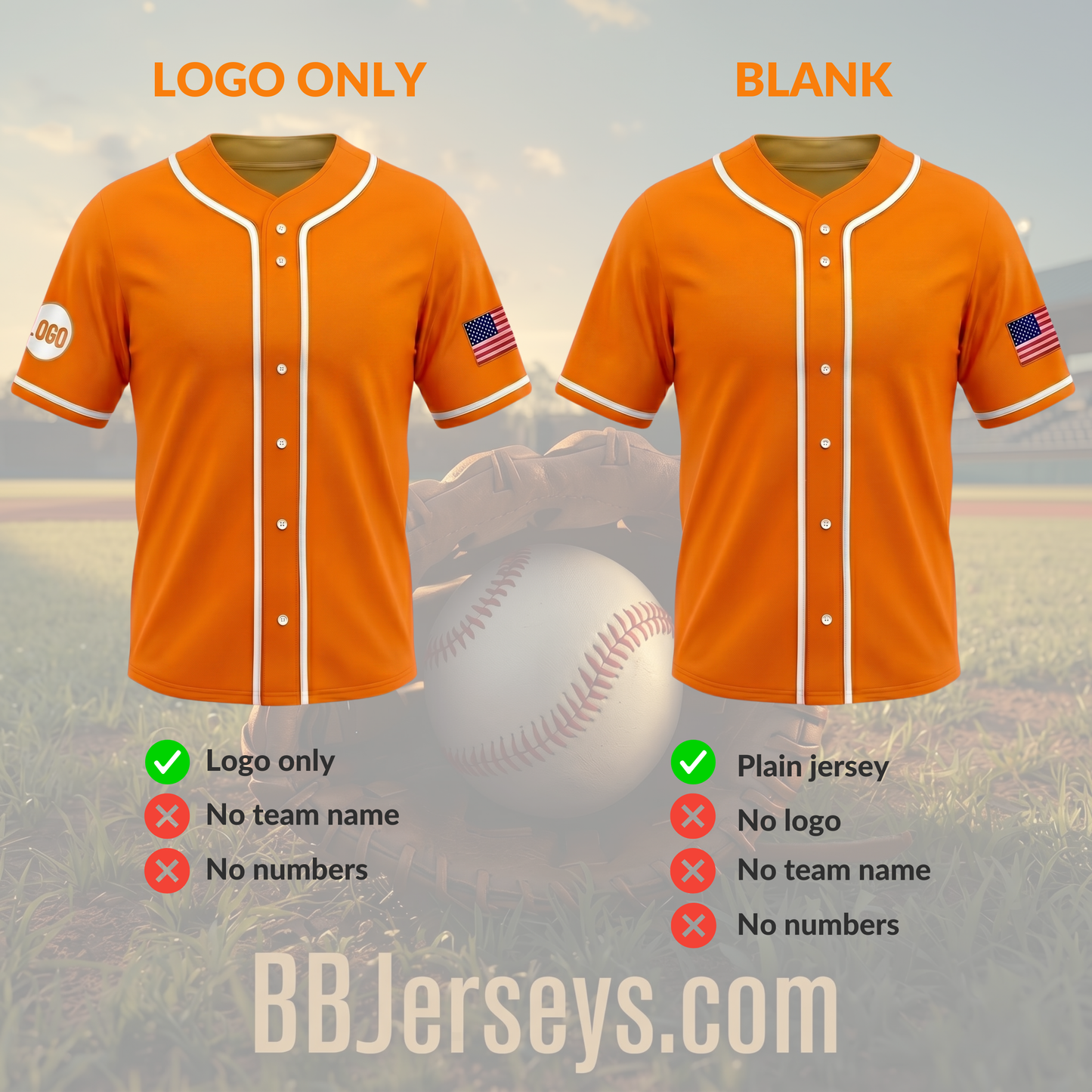 Custom Baseball Jersey Orange White Black | Team Name & Number