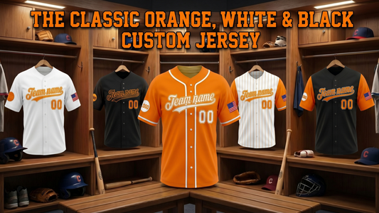 Custom Baseball Jersey Orange White Black | Team Name & Number