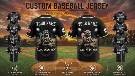 NEW ARRIVALS !!! Funny Raccoon Ballfield Dark Meme Custom Baseball Jersey