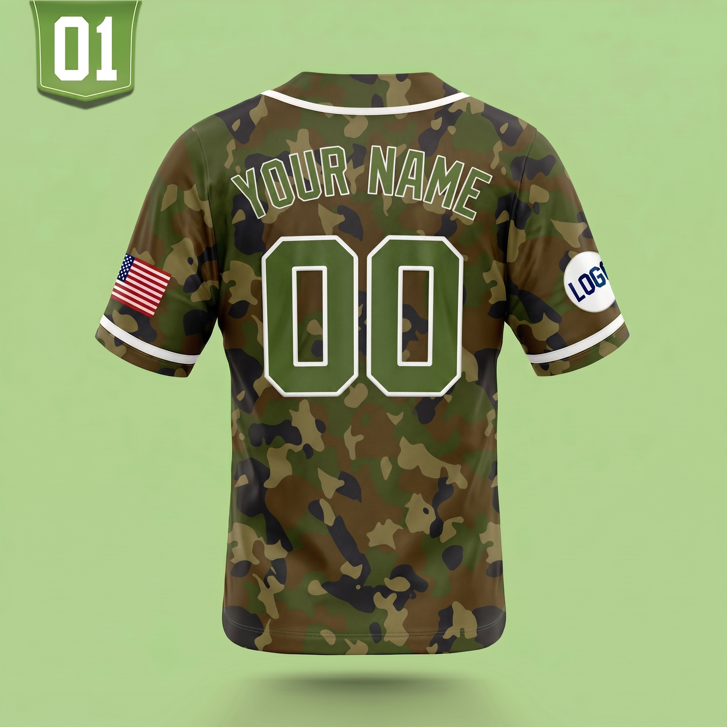 Custom Camouflage Baseball Jersey | Personalized Name & Number