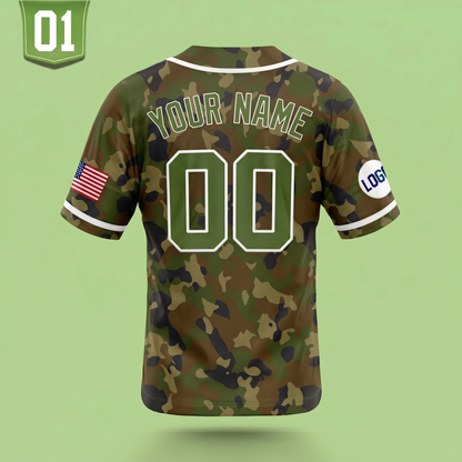 Custom Camouflage Baseball Jersey | Personalized Name & Number