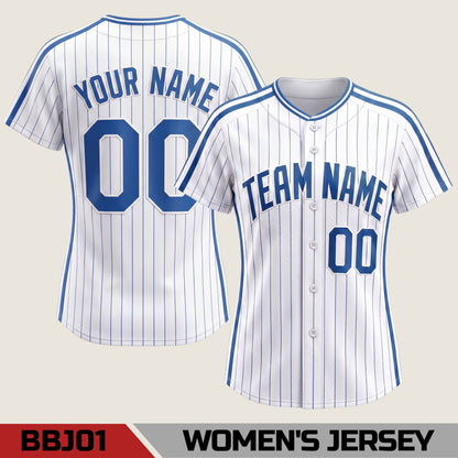 Custom Name & Number Striped Button-Down | Personalized Retro Athletic Jersey For Men Women Kids