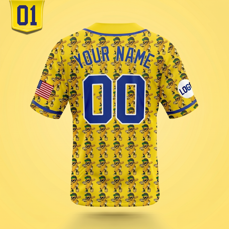 Personalized Yellow Banana Character Baseball Jersey