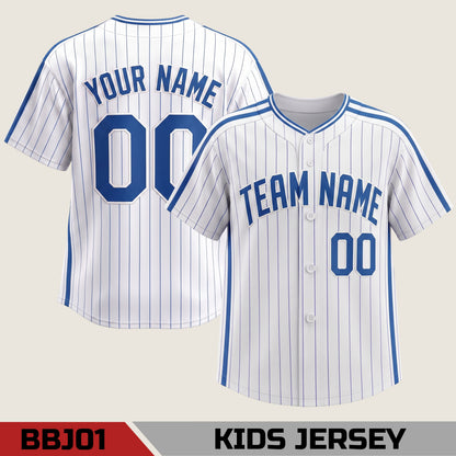 Custom Name & Number Striped Button-Down | Personalized Retro Athletic Jersey For Men Women Kids