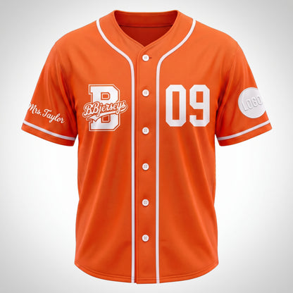 Custom Vibrant Orange Split-Flex Jersey | Personalized Dual-Chest Button-Down Shirt | Y2K Streetwear Layering Top
