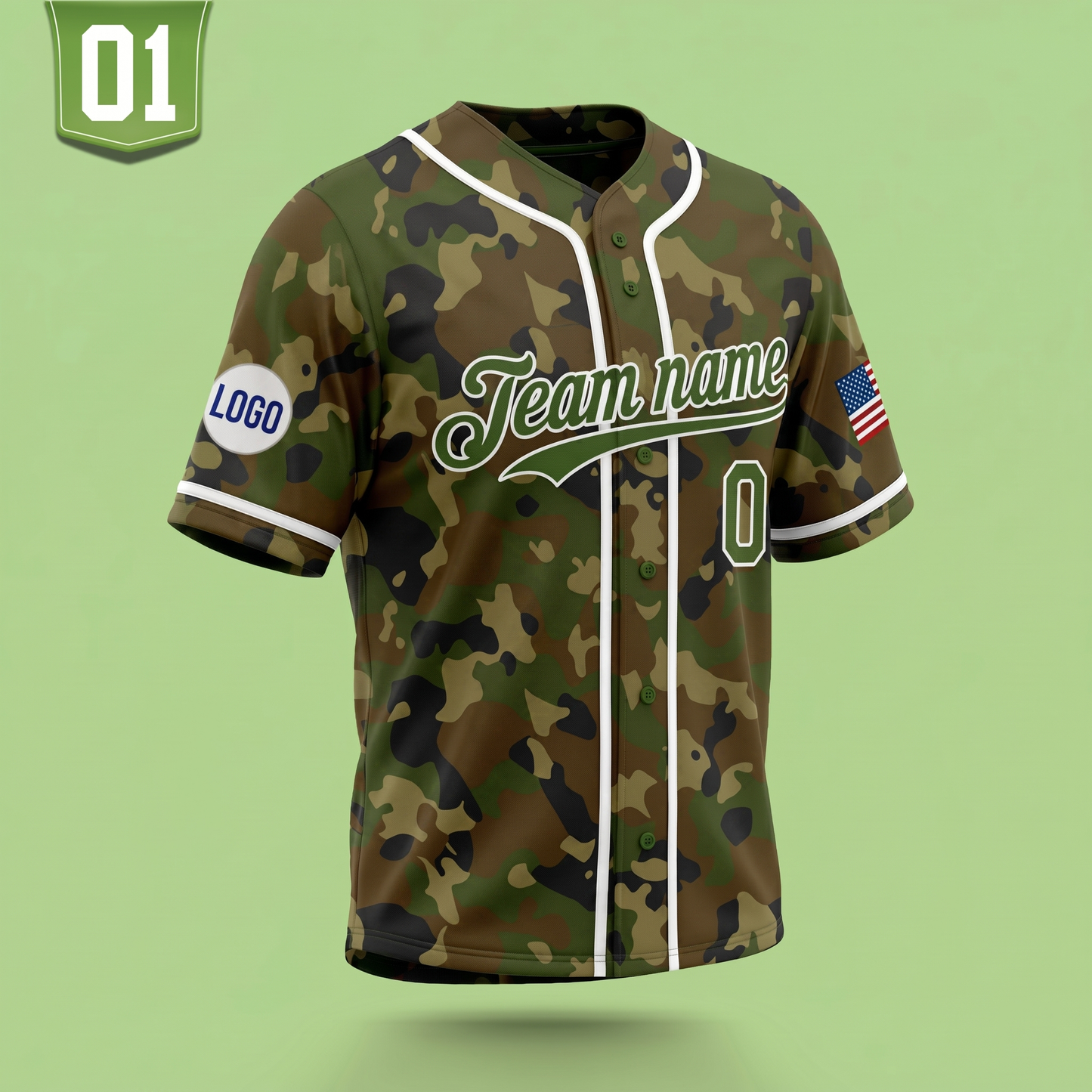 Custom Camouflage Baseball Jersey | Personalized Name & Number