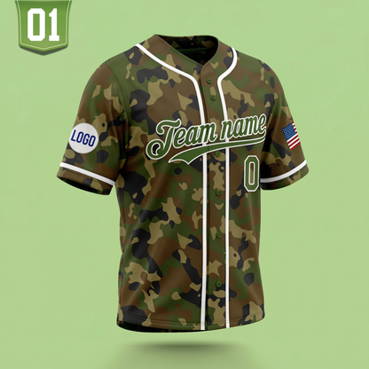 Custom Camouflage Baseball Jersey | Personalized Name & Number