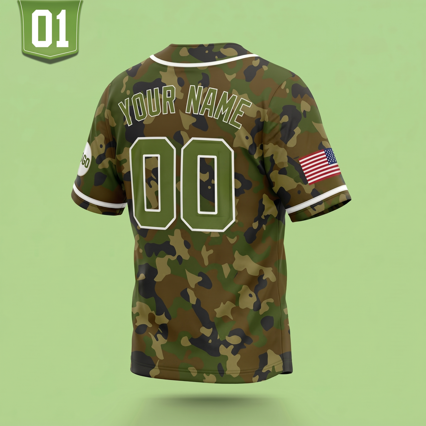 Custom Camouflage Baseball Jersey | Personalized Name & Number