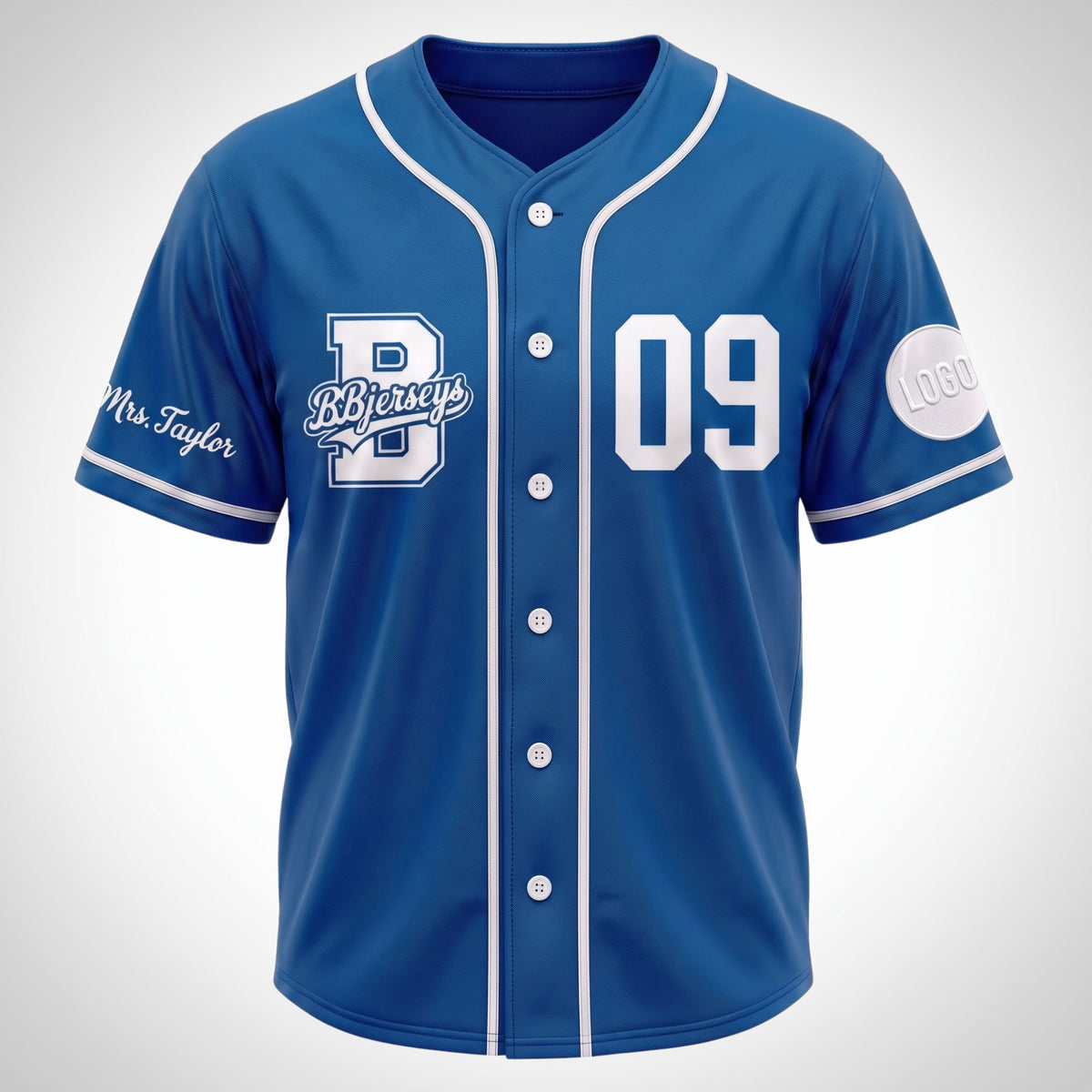 Custom Cobalt Blue Split-Flex Jersey | Personalized Dual-Chest Button-Down Shirt | Y2K Streetwear Layering Top