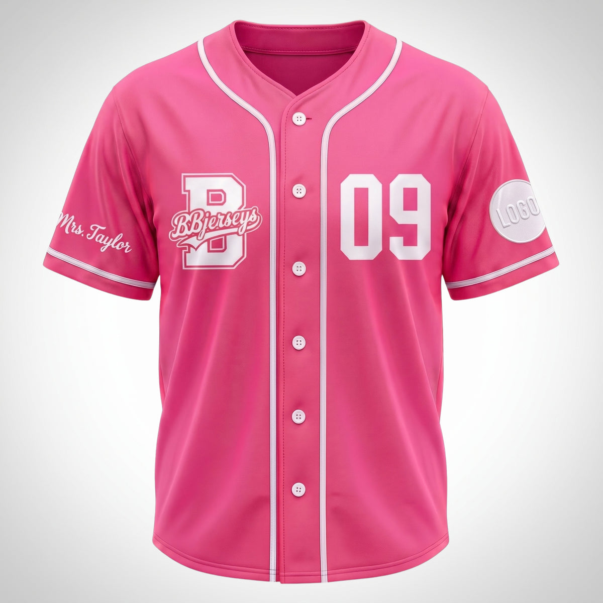 Custom Bubblegum Pink Split-Flex Jersey | Personalized Dual-Chest Button-Down Shirt | Y2K Streetwear Layering Top