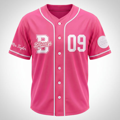 Custom Bubblegum Pink Split-Flex Jersey | Personalized Dual-Chest Button-Down Shirt | Y2K Streetwear Layering Top