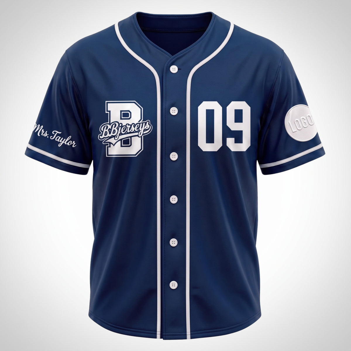 Custom Midnight Blue Split-Flex Jersey | Personalized Dual-Chest Button-Down Shirt | Y2K Streetwear Layering Top