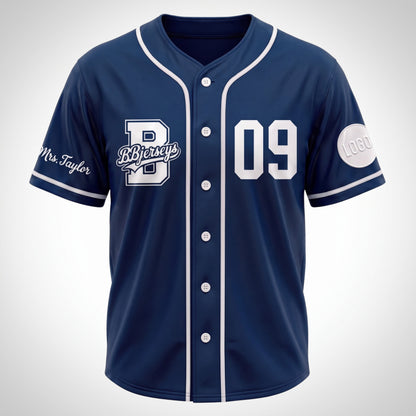 Custom Midnight Blue Split-Flex Jersey | Personalized Dual-Chest Button-Down Shirt | Y2K Streetwear Layering Top