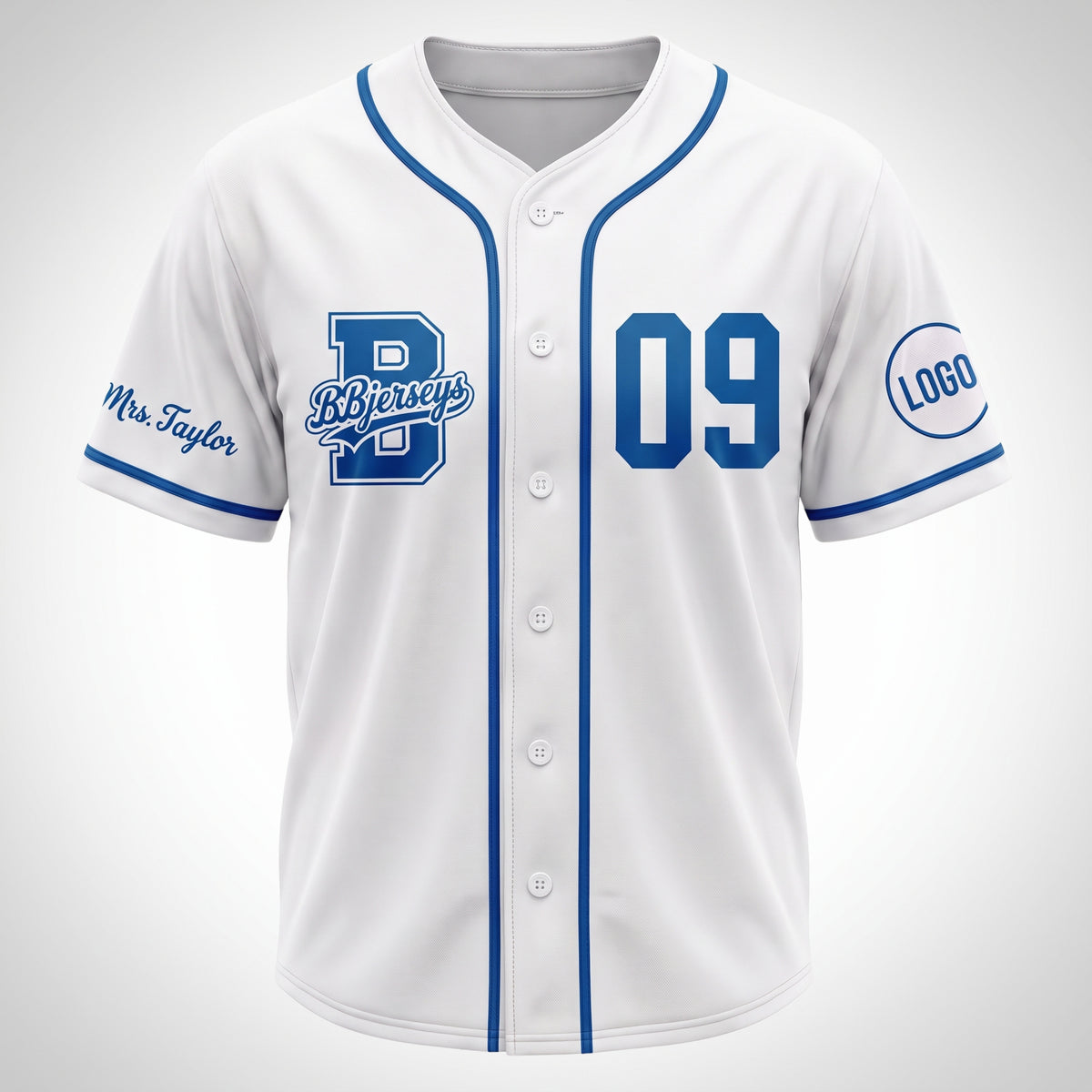 Custom West Coast Blue & Crisp White Split-Flex Jersey | Personalized Dual-Chest Button-Down Shirt | Y2K Streetwear Layering Top