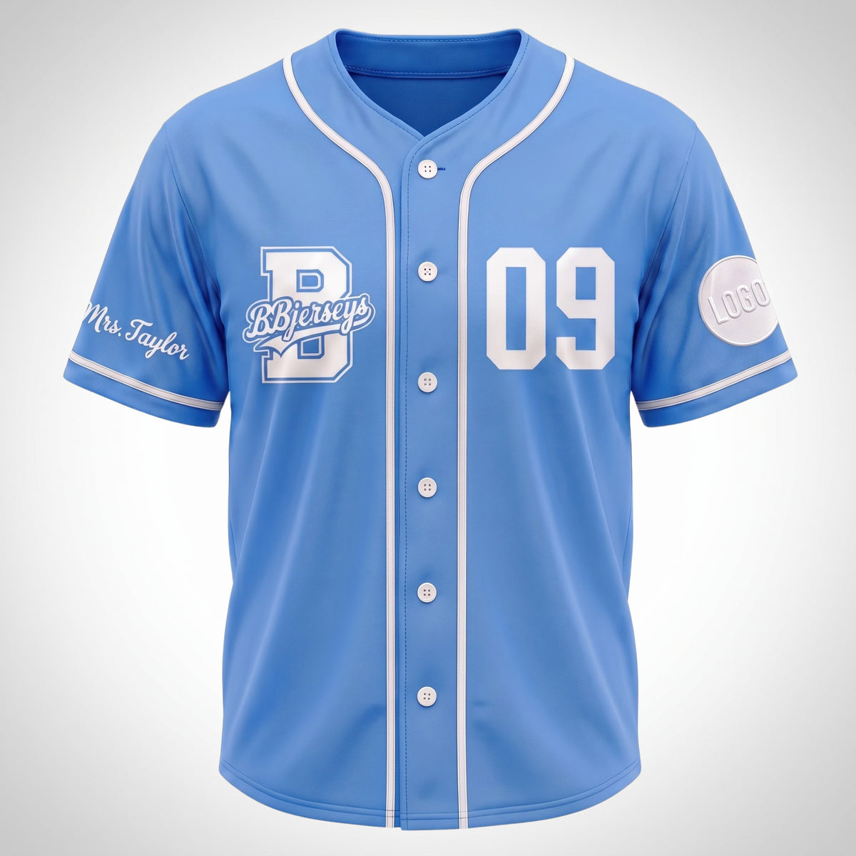 Custom Powder Blue Split-Flex Jersey | Personalized Dual-Chest Button-Down Shirt | Y2K Streetwear Layering Top
