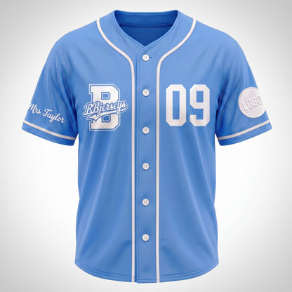 Custom Powder Blue Split-Flex Jersey | Personalized Dual-Chest Button-Down Shirt | Y2K Streetwear Layering Top