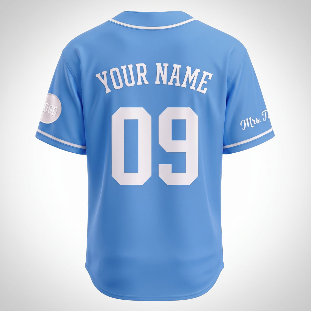Custom Powder Blue Split-Flex Jersey | Personalized Dual-Chest Button-Down Shirt | Y2K Streetwear Layering Top