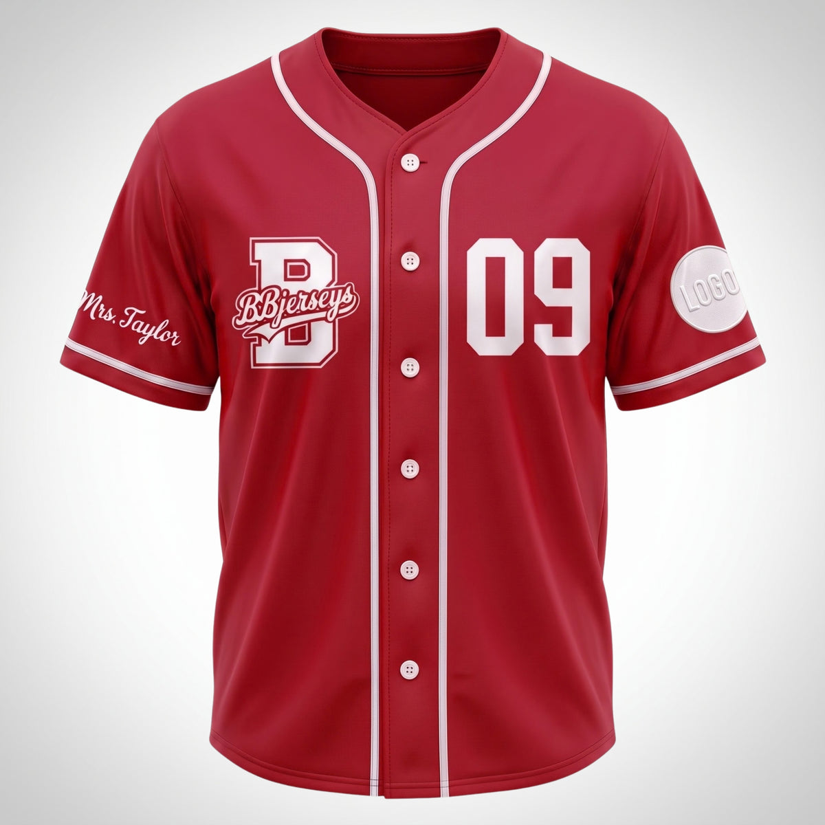 Custom Varsity Red Split-Flex Jersey | Personalized Dual-Chest Button-Down Shirt | Y2K Streetwear Layering Top