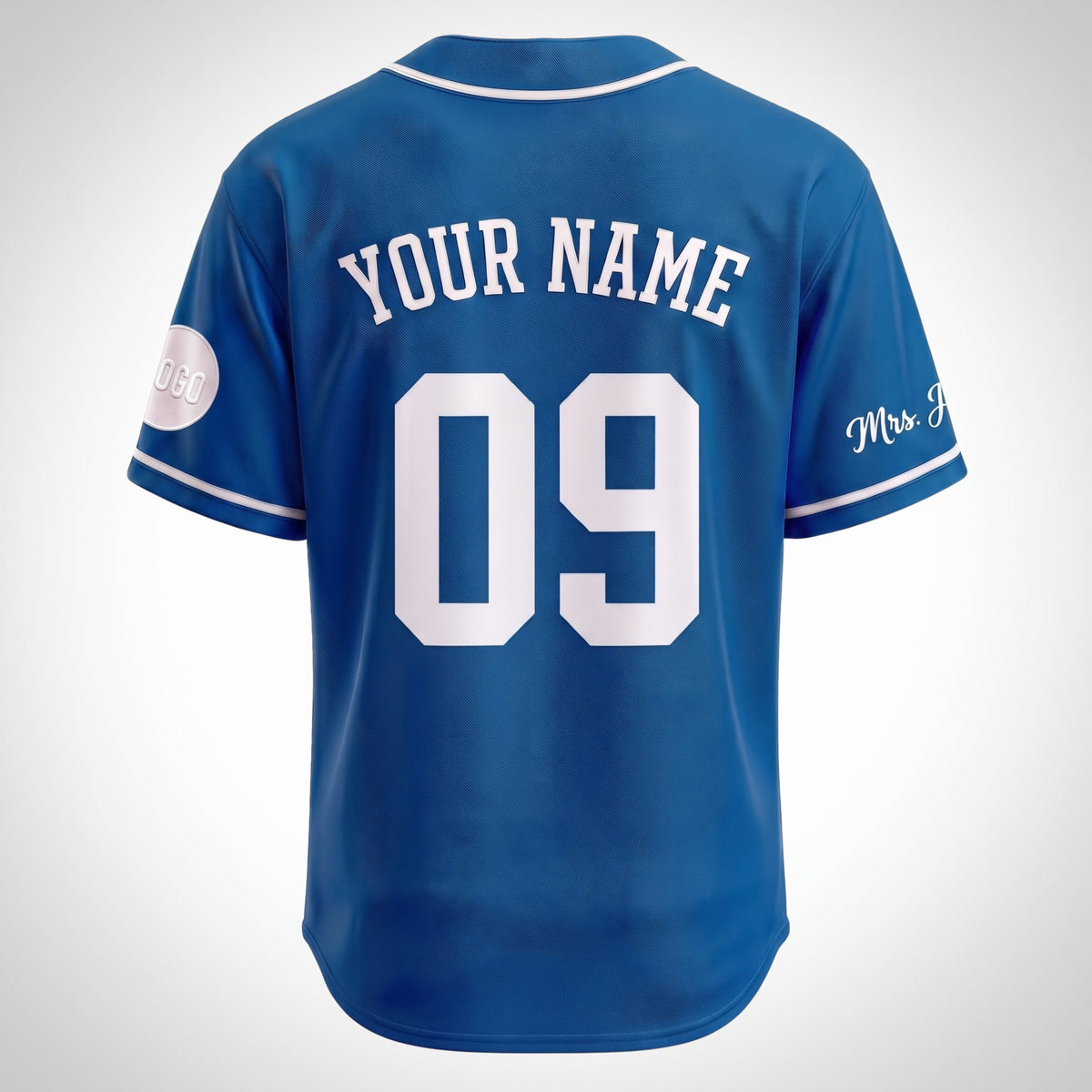 Custom Cobalt Blue Split-Flex Jersey | Personalized Dual-Chest Button-Down Shirt | Y2K Streetwear Layering Top