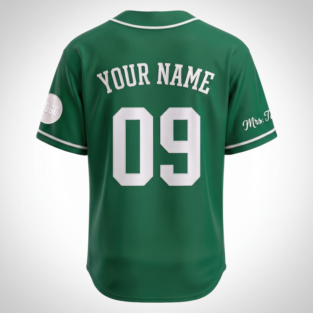 Custom Varsity Green Split-Flex Jersey | Personalized Dual-Chest Button-Down Shirt | Y2K Streetwear Layering Top