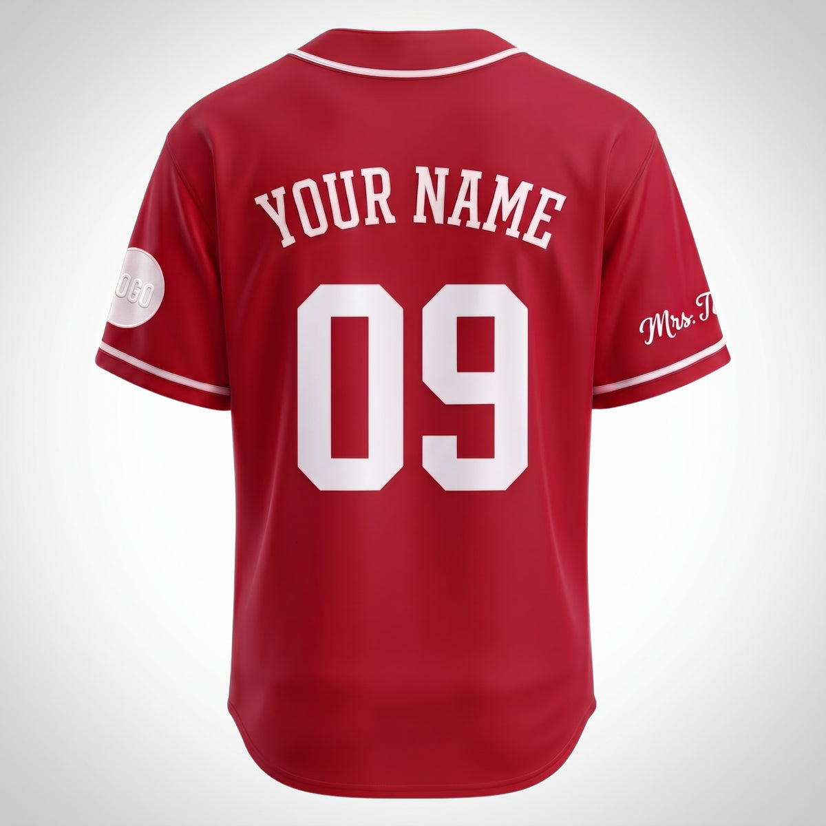 Custom Varsity Red Split-Flex Jersey | Personalized Dual-Chest Button-Down Shirt | Y2K Streetwear Layering Top