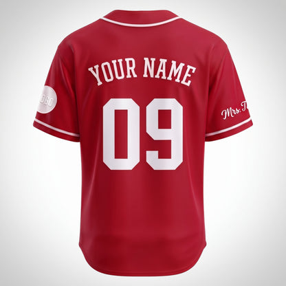 Custom Varsity Red Split-Flex Jersey | Personalized Dual-Chest Button-Down Shirt | Y2K Streetwear Layering Top