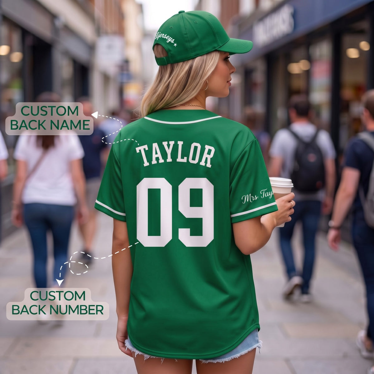 Custom Varsity Green Split-Flex Jersey | Personalized Dual-Chest Button-Down Shirt | Y2K Streetwear Layering Top