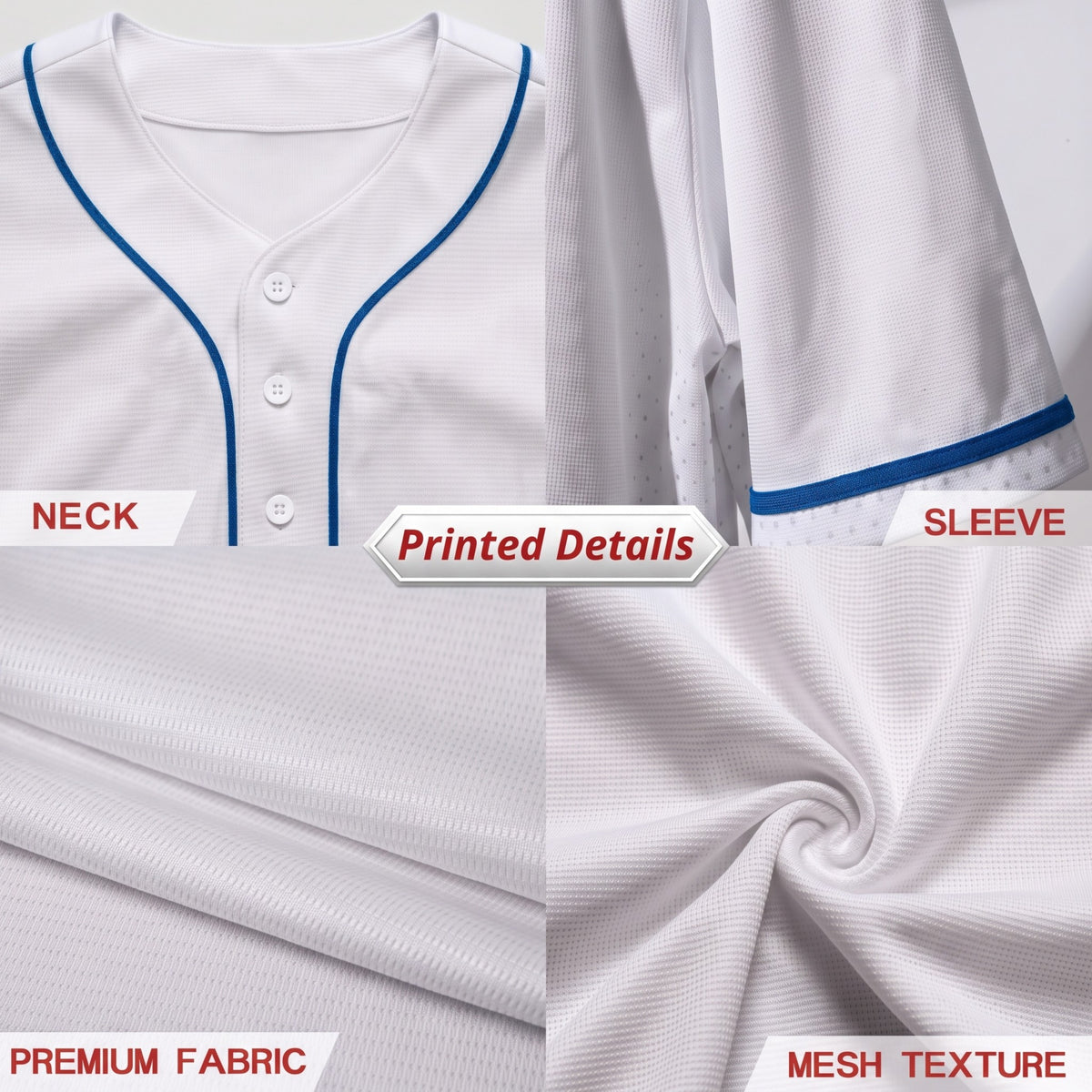 Custom West Coast Blue & Crisp White Split-Flex Jersey | Personalized Dual-Chest Button-Down Shirt | Y2K Streetwear Layering Top