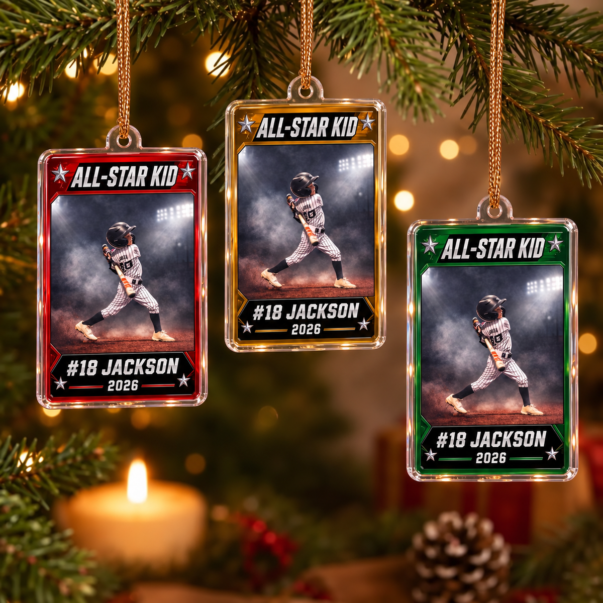Personalized Baseball Player Photo Christmas Ornament | Custom Name, Number & Year All-Star Card Keepsake Gift for Kids